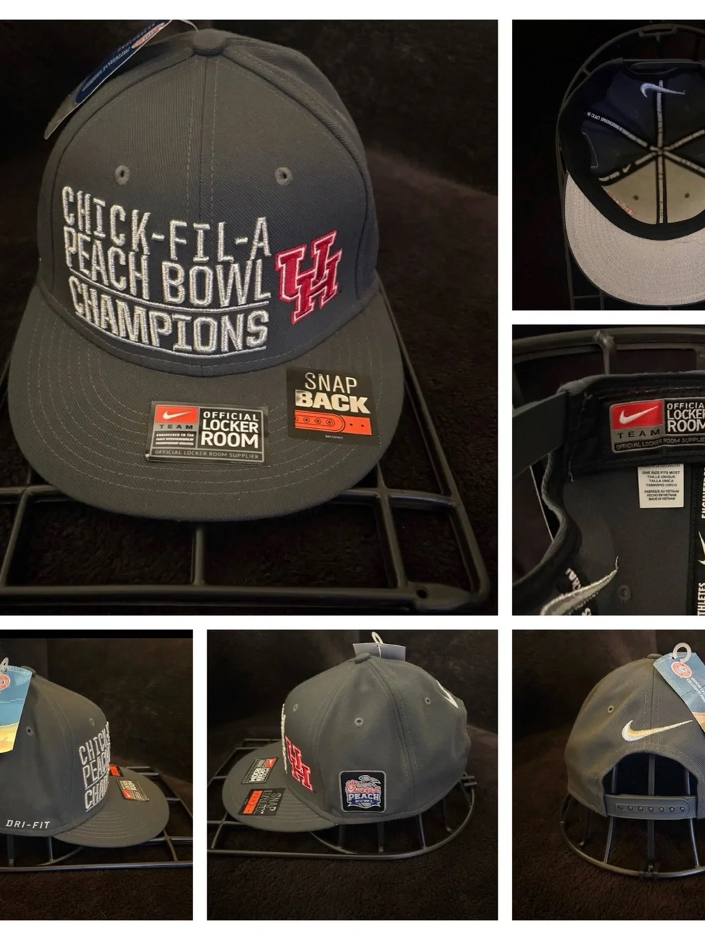 Houston Cougars NWT 2015 Peach Bowl Champions tee 2XL 31x26 SnapBack hat bundle